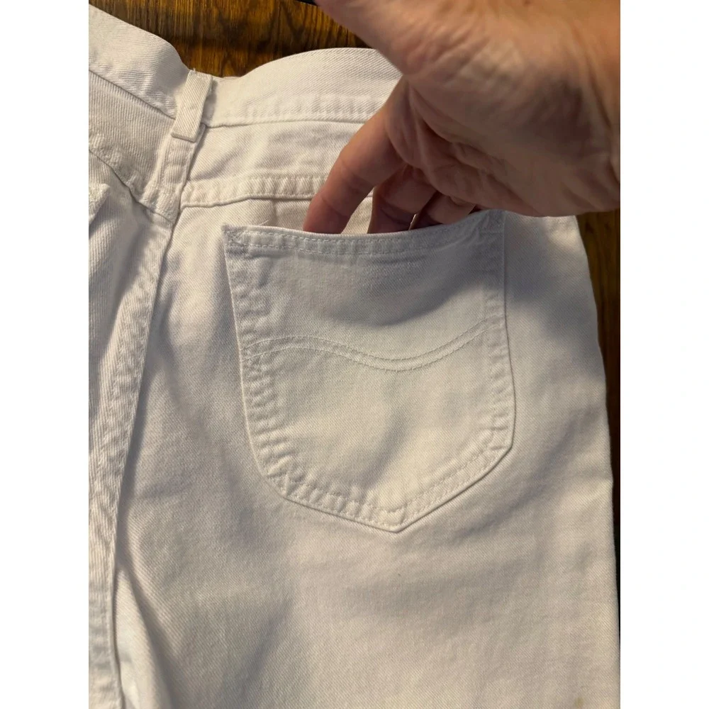 Vintage Lee Womens High Waisted White Denim Shorts‎ Mom Style Retro Size 12 long